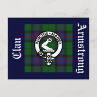 Clan Armstrong Tartan & Wappen Abzeichen Postkarte