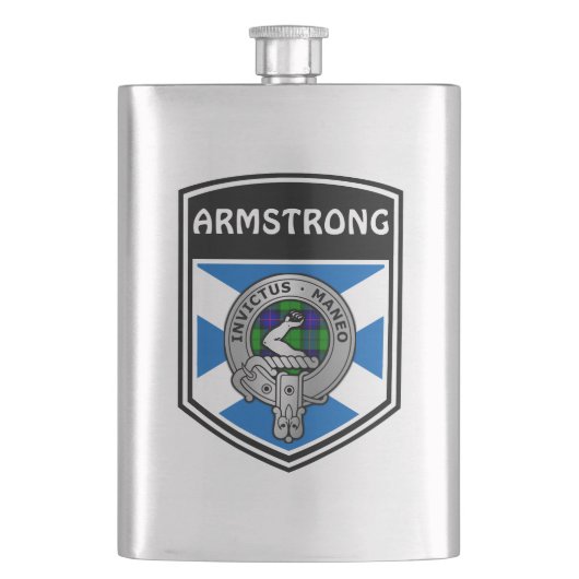 Clan Armstrong Wappen & Tartan Flachmann (Vorderseite)