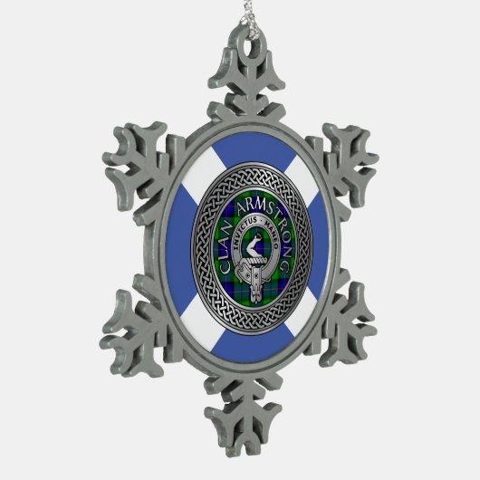 Clan Armstrong Wappen & Tartan Knot Schneeflocken Zinn-Ornament (Links)