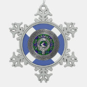 Clan Armstrong Wappen & Tartan Knot Schneeflocken Zinn-Ornament (Vorderseite)