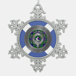 Clan Armstrong Wappen & Tartan Knot Schneeflocken Zinn-Ornament