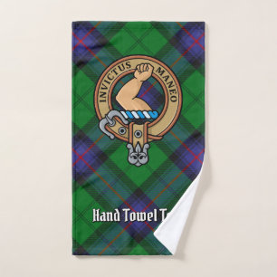 Clan Armstrong Wappen über Tartan Badhandtuch Set