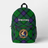 Clan Armstrong Wappen über Tartan Bedruckter Rucksack (Vorderseite)