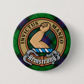 Clan Armstrong Wappen über Tartan Button (Vorderseite)