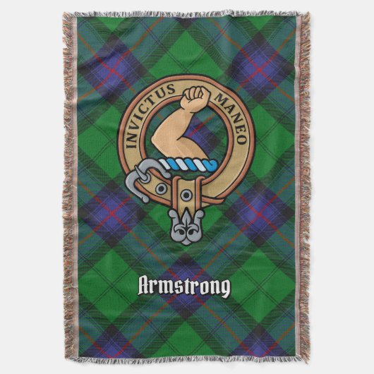 Clan Armstrong-Wappen über Tartan Decke (Vorderseite Vertikal)