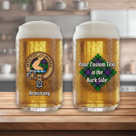 Clan Armstrong Wappen über Tartan Dosenglas