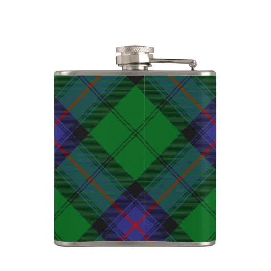 Clan Armstrong Wappen über Tartan Flachmann (Rückseite)