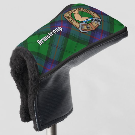 Clan Armstrong Wappen über Tartan Golf Head Cover Golf Headcover (3/4 Vorderseite)