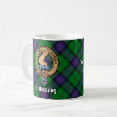 Clan Armstrong Wappen über Tartan Kaffeetasse (Vorderseite Links)