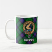 Clan Armstrong Wappen über Tartan Kaffeetasse (Links)