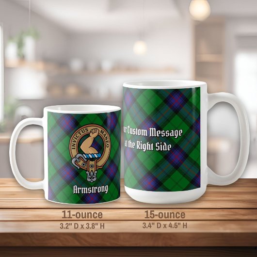 Clan Armstrong Wappen über Tartan Kaffeetasse