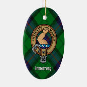 Clan Armstrong Wappen über Tartan Keramik Ornament (Rechts)