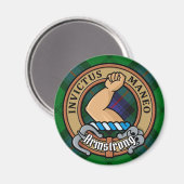 Clan Armstrong Wappen über Tartan Magnet (Vorderseite/Rückseite)
