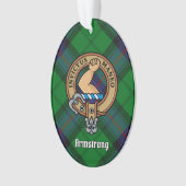 Clan Armstrong Wappen über Tartan Ornament (Vorderseite)