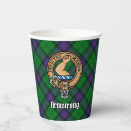 Clan Armstrong Wappen über Tartan Paper Cups Pappbecher