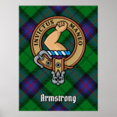 Clan Armstrong Wappen über Tartan Poster (Vorne)