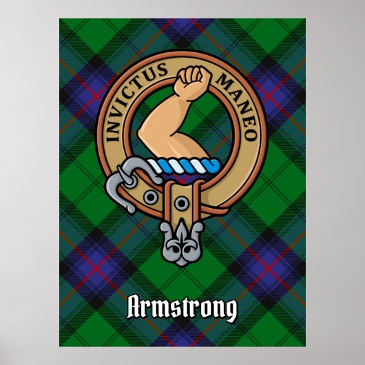 Clan Armstrong Wappen über Tartan Poster (Vorne)