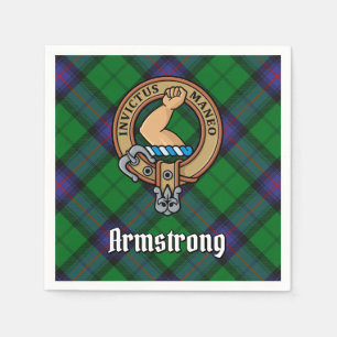 Clan Armstrong-Wappen über Tartan Serviette