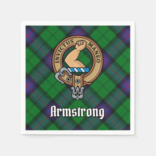 Clan Armstrong Wappen über Tartan Serviette (Vorderseite)