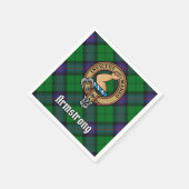 Clan Armstrong Wappen über Tartan Serviette (Ecke)