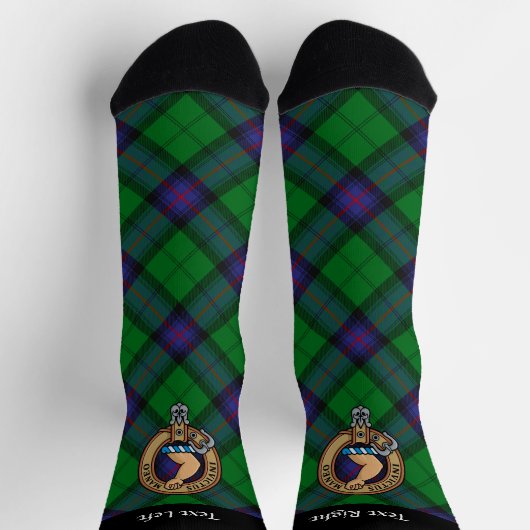 Clan Armstrong Wappen über Tartan Socken (Oben)