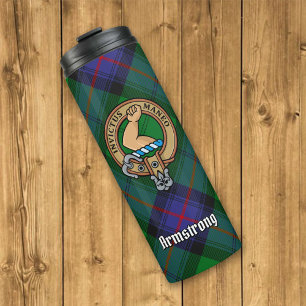 Clan Armstrong Wappen über Tartan Thermosbecher