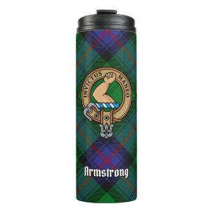 Clan Armstrong Wappen über Tartan Thermosbecher