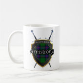 Clan-Armstrongtartan-Schild und Schwerter Kaffeetasse (Links)