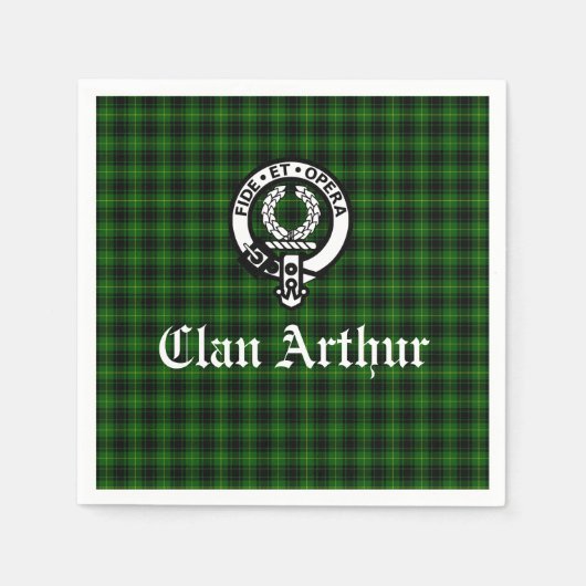 Clan Arthur / MacArthur Wappen & Tartan Serviette (Vorderseite)