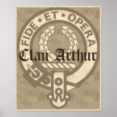 Clan Arthur Wappen Abzeichen Sepia Poster (Vorne)
