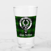 Clan Arthur Wappen Abzeichen & Tartan Glas (Vorderseite)
