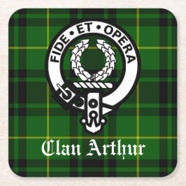 Clan Arthur Wappen Abzeichen & Tartan Rechteckiger Pappuntersetzer