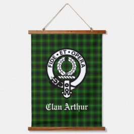 Clan Arthur Wappen Abzeichen & Tartan Wandteppich Mit Holzrahmen