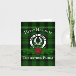 Clan Arthur Wappen Abzeichen & Tartan Weihnachtska Karte