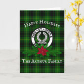Clan Arthur Wappen Abzeichen & Tartan Weihnachtska Karte (Gelbe Blume)