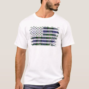Clan Baird American Flag Scottish Tartan T-Shirt