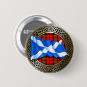 Clan Baird Tartan Knot & Flag Button (Vorne & Hinten)