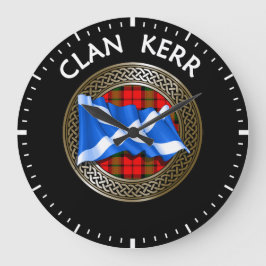 Clan Baird Tartan Knot & Flag Große Wanduhr