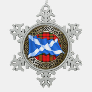 Clan Baird Tartan Knot & Flag Schneeflocken Zinn-Ornament