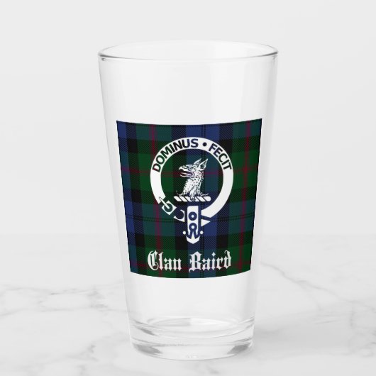 Clan Baird Wappen Abzeichen & Tartan Glas (Vorderseite)