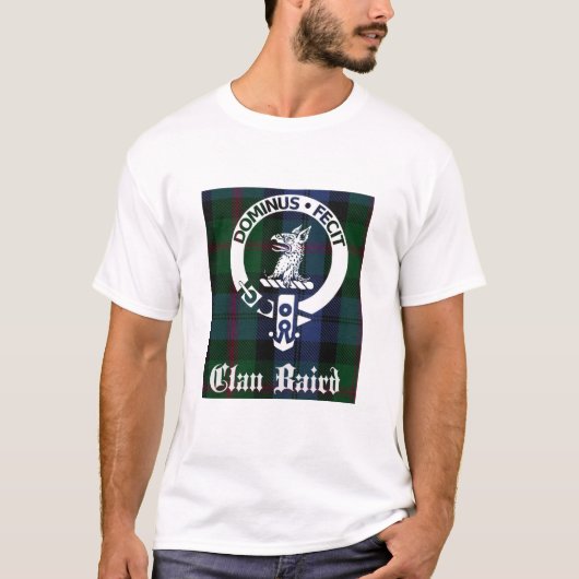 Clan Baird Wappen Abzeichen & Tartan T-Shirt (Vorderseite)