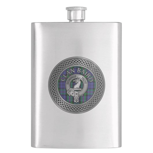 Clan Baird Wappen & Tartan Knot Flachmann (Vorderseite)