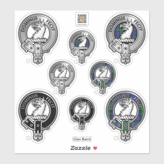 Clan Baird Wappen & Tartan Sticker (Blatt)