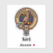 Clan Baird Wappen über Tartan Aufkleber (Blatt)