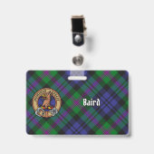 Clan Baird Wappen über Tartan Ausweis (Vorderseite mit Clip)