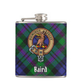Clan Baird Wappen über Tartan Flachmann (Vorderseite)