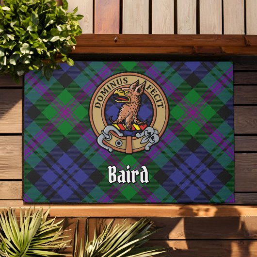 Clan Baird Wappen über Tartan Fußmatte
