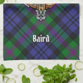 Clan Baird Wappen über Tartan Geschirrtuch (Gefaltet)
