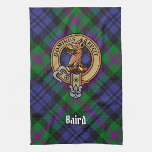 Clan Baird Wappen über Tartan Geschirrtuch