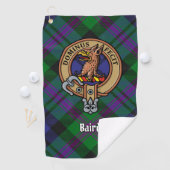 Clan Baird Wappen über Tartan Golfhandtuch (Insitu)